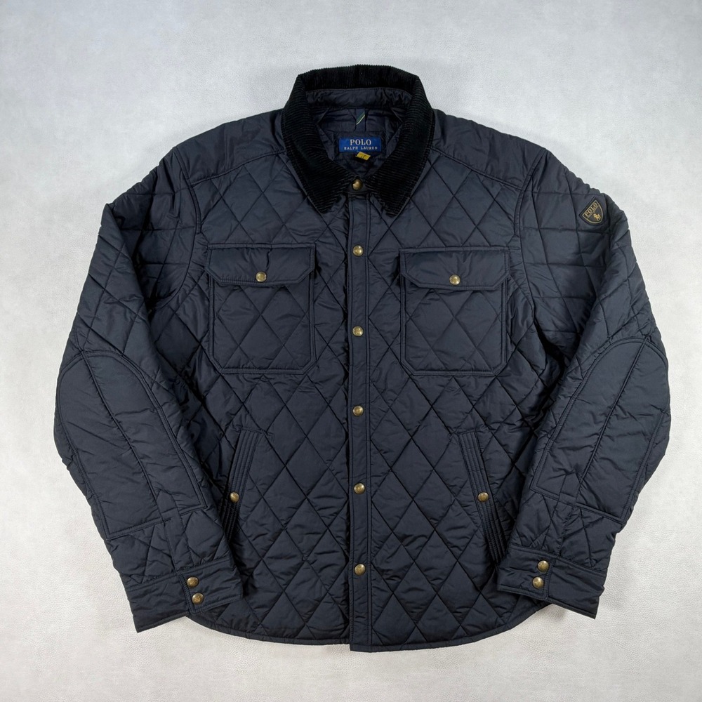 Polo Ralph Lauren Mens XXL The Beaton Quilted Jacket‎ Navy Coat Corduroy Collar